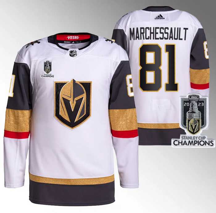 Men%27s Vegas Golden Knights #81 Jonathan Marchessault White 2023 Stanley Cup Champions Stitched Jersey->vegas golden knights->NHL Jersey